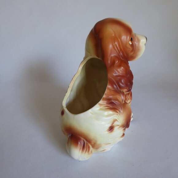 VINTAGE NAPCOWARE JAPAN CERAMIC CAVALIER KING CHARLES SPANIEL DOG VASE PLANTER - Picture 4 of 13